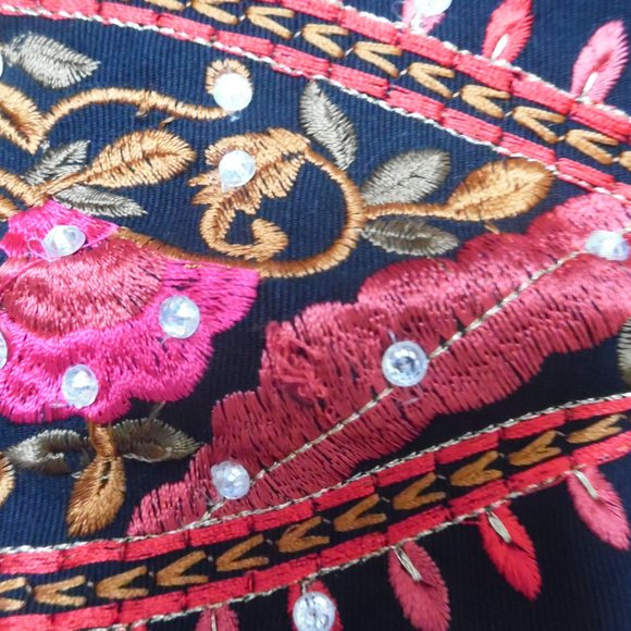 ASOS Collections All Over Embellished Sequins Embroider Shift Aline Cotton Dress - Picture 12 of 15